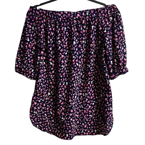Michael Kors Floral Off-Shoulder Blouse - Black and Pink - Picture 3 of 9